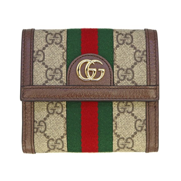 Gucci Leather Wallet GG French Bifold Ophidia Flap Sherry - Picture 2 of 4